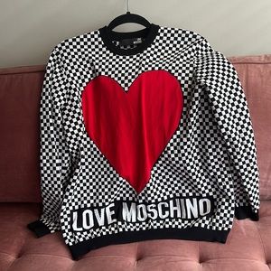 Black red heart checker board Moschino sweater